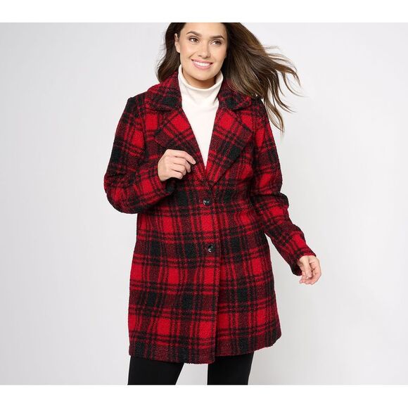 Joan Rivers Classics Collection Jackets & Blazers - Joan Rivers Classics Collection Women's Petite Jacket PXL Plaid Red A620302